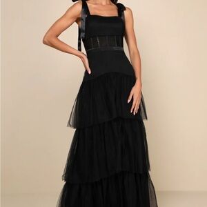 LULUS Elegant Black Tiered Dress